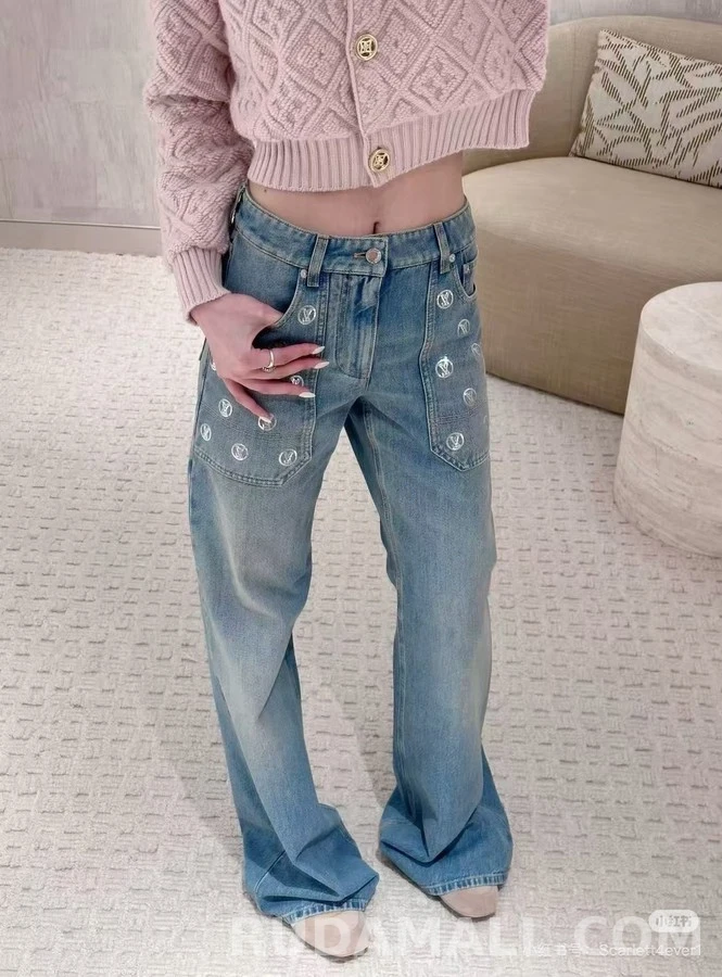 루이비통 루이비통 스팽글 와이드 데님 팬츠 상세 이미지