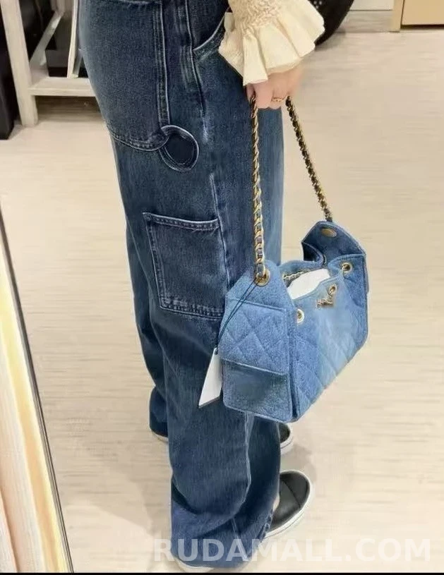 샤넬 샤넬 브레이드 디테일 와이드 데님 팬츠 상세 이미지