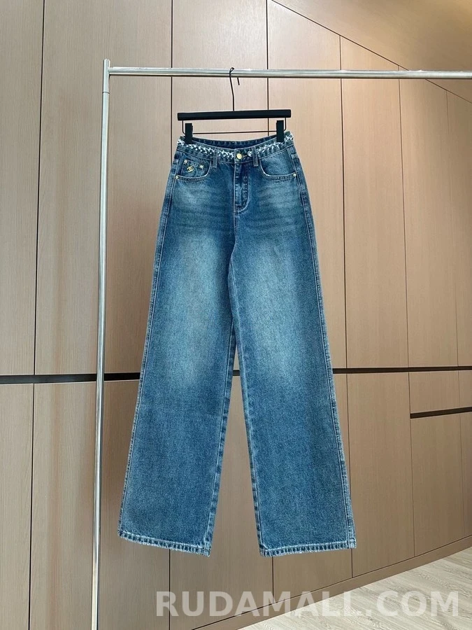 샤넬 샤넬 더블C 자수 데님 팬츠 상세 이미지