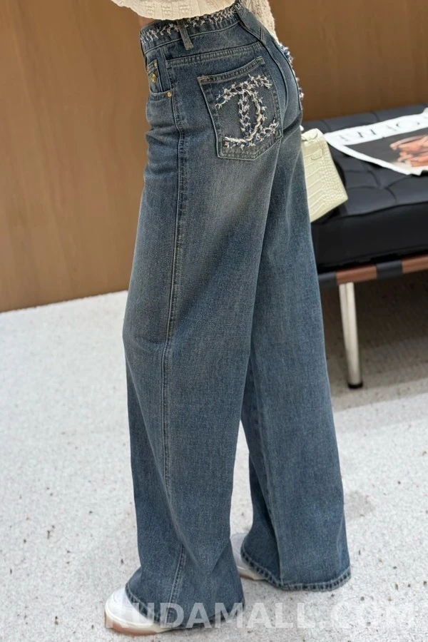 샤넬 샤넬 더블C 자수 데님 팬츠 상세 이미지