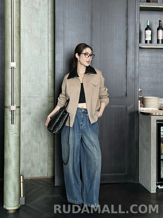보테가베네타 보테가 베네타 인타르시아 라벨 와이드 데님 팬츠 상세 이미지