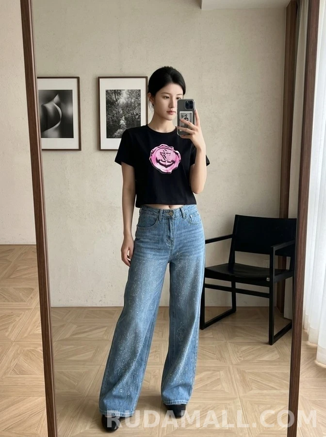 샤넬 샤넬 핫픽스 스트레이트 와이드 데님 팬츠 상세 이미지