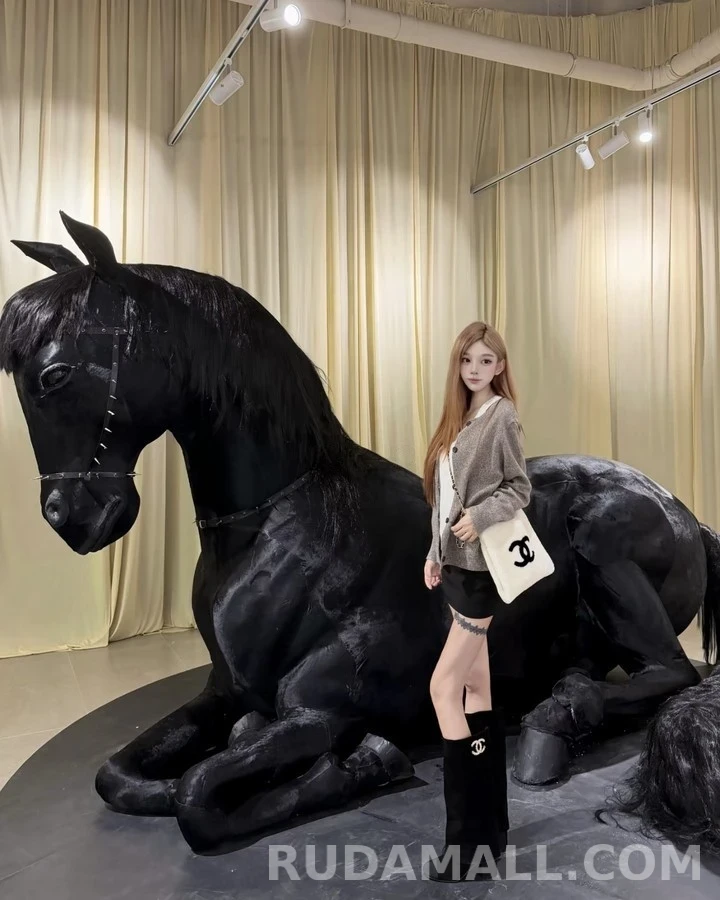 샤넬 샤넬 스웨이드 펄 로고 캡토 부츠 상세 이미지