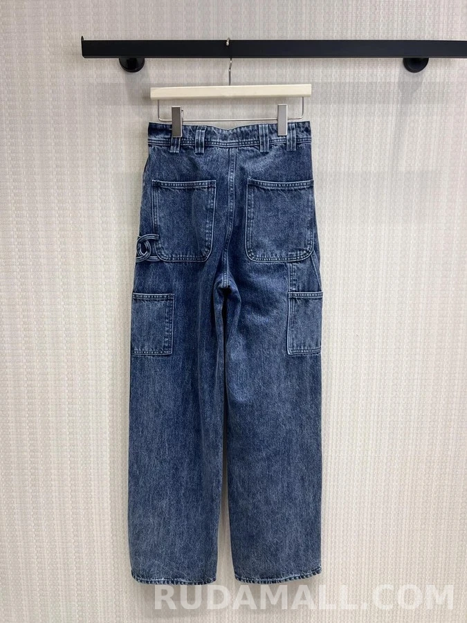 샤넬 샤넬 더블 C 데님 와이드 워크 팬츠 상세 이미지