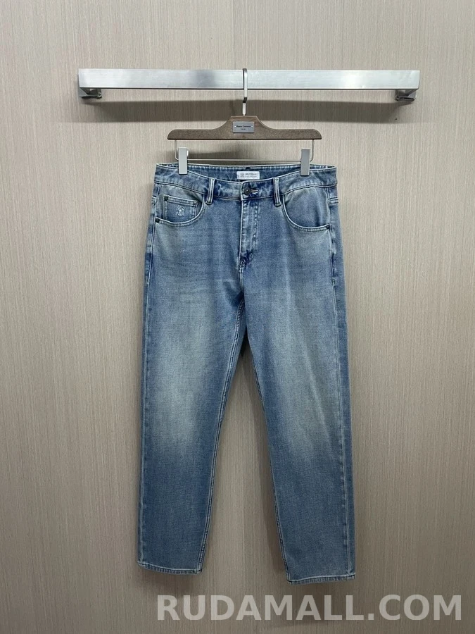 브루넬로 쿠치넬리 브루넬로 쿠치넬리 워싱 슬림 스트레이트 데님 팬츠 상세 이미지