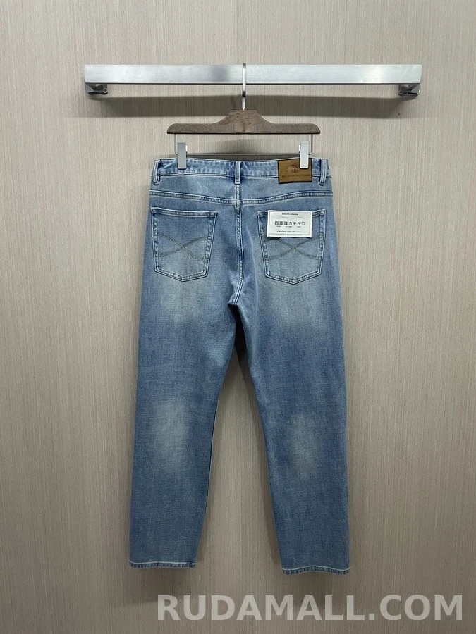 브루넬로 쿠치넬리 브루넬로 쿠치넬리 워싱 슬림 스트레이트 데님 팬츠 상세 이미지
