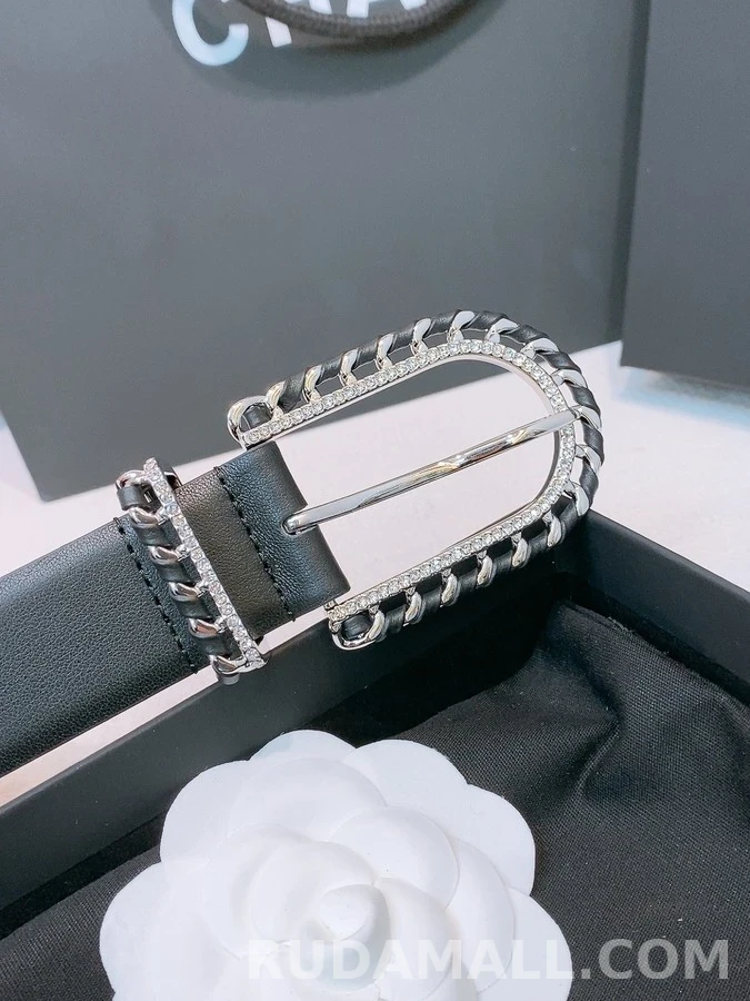 샤넬 샤넬 수정 장식 로고 벨트 상세 이미지