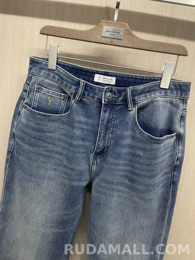 브루넬로 쿠치넬리 브루넬로 쿠치넬리 복고풍 워싱 와이드핏 데님 팬츠 상세 이미지