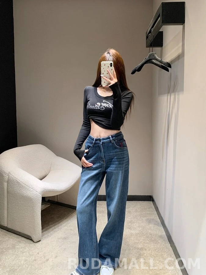 생로랑 생로랑 자수 안감 가죽 데님 상세 이미지