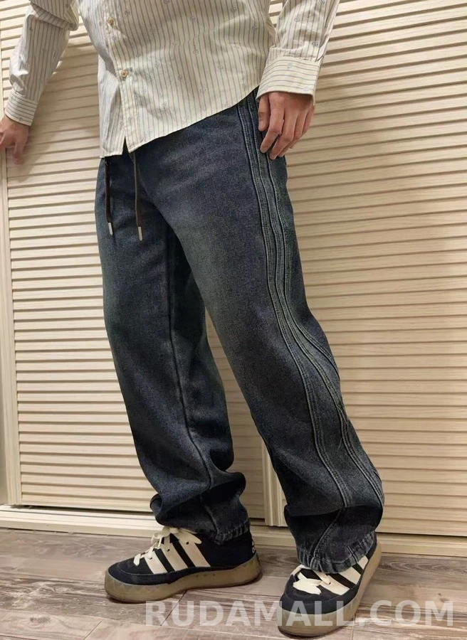 보테가베네타 보테가 베네타 깊은 워시 잉크 블루 가성 와이드 레그 데님 상세 이미지