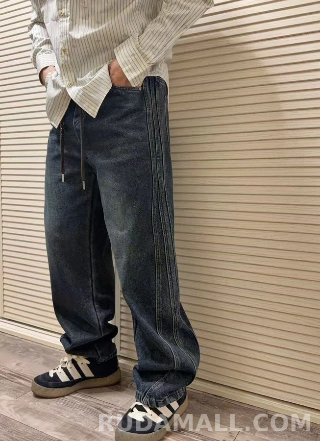 보테가베네타 보테가 베네타 깊은 워시 잉크 블루 가성 와이드 레그 데님 상세 이미지