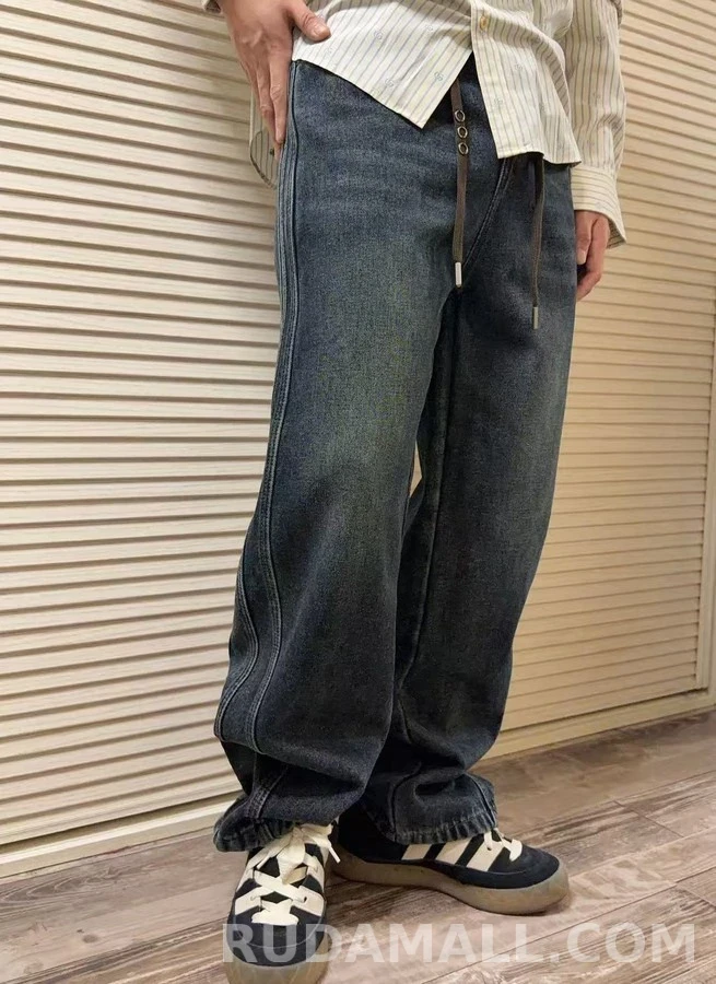 보테가베네타 보테가 베네타 깊은 워시 잉크 블루 가성 와이드 레그 데님 상세 이미지