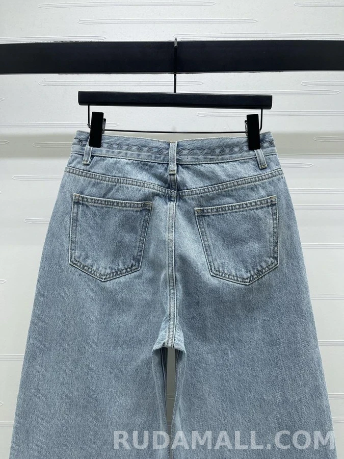 샤넬 샤넬 스카이블루 링 버클 데님 팬츠 상세 이미지
