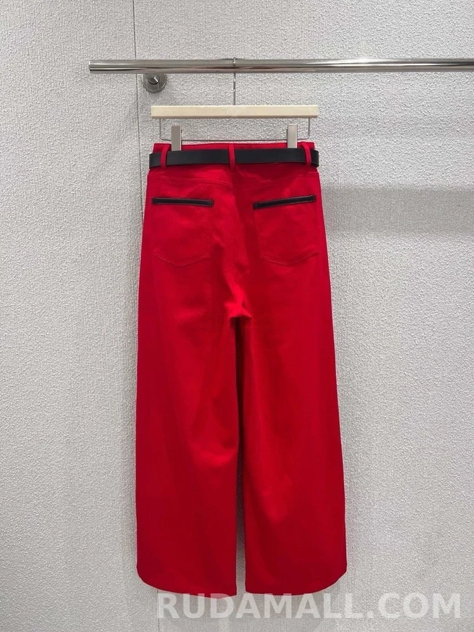 샤넬 샤넬 강렬 레드 더블C 와이드 데님 팬츠 상세 이미지