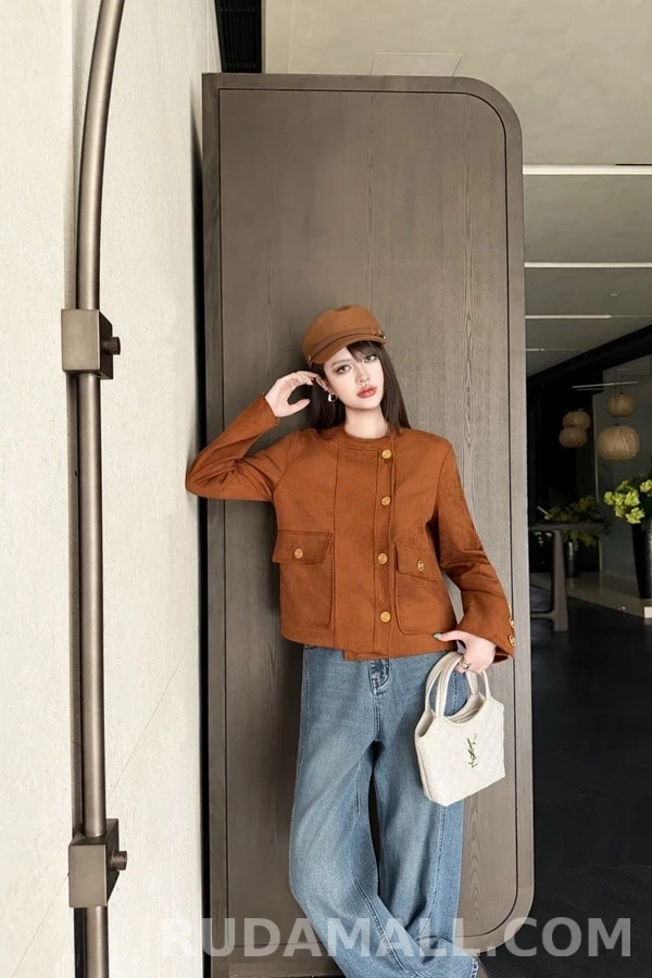 생로랑 세인트로랑 스웨이드 금장 버튼 자켓 상세 이미지