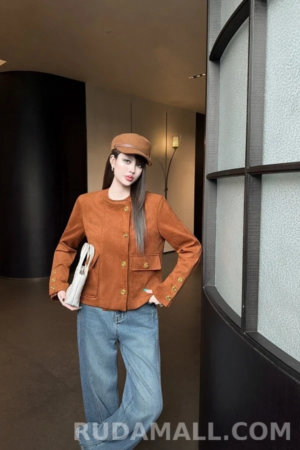 생로랑 세인트로랑 스웨이드 금장 버튼 자켓 상세 이미지