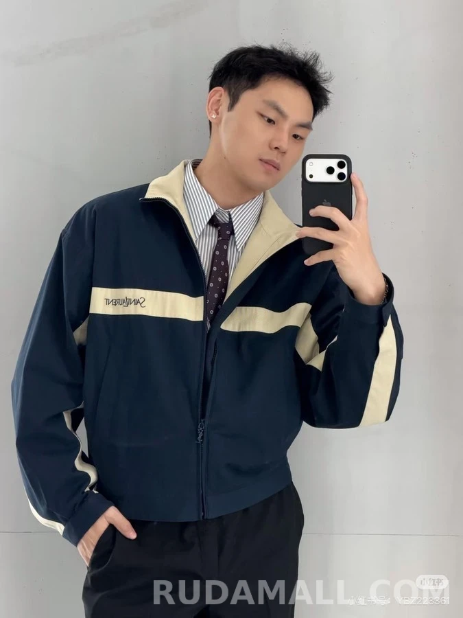 생로랑 세인트로랑 배색 레터링 집업 자켓 상세 이미지