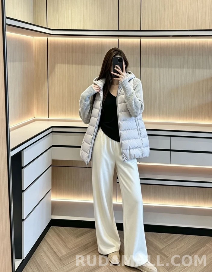 브루넬로 쿠치넬리 브루넬로 쿠치넬리 니트 슬리브 패딩 후드 가디건 상세 이미지