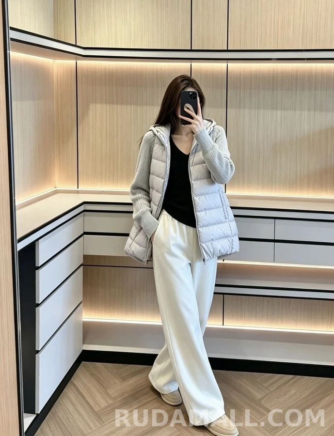 브루넬로 쿠치넬리 브루넬로 쿠치넬리 니트 슬리브 패딩 후드 가디건 상세 이미지