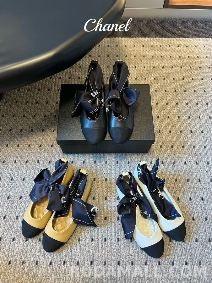 샤넬 샤넬 리본 투톤 발레리나 플랫슈즈 상세 이미지