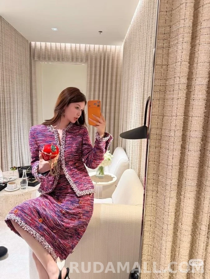 샤넬 샤넬 레드블루 혼색 트위드 자켓 상세 이미지
