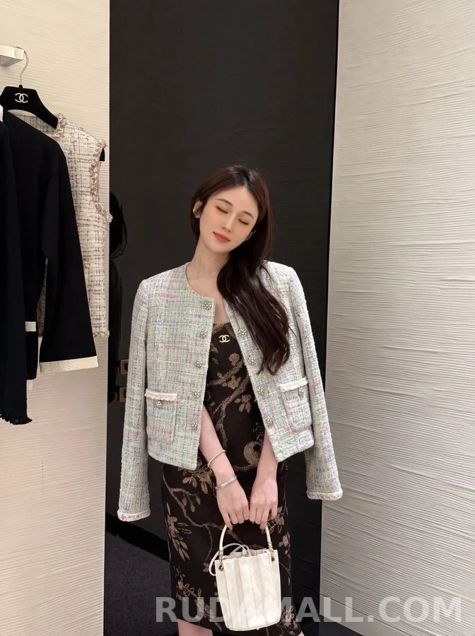 샤넬 샤넬 멀티 컬러 트위드 크롭 자켓 상세 이미지