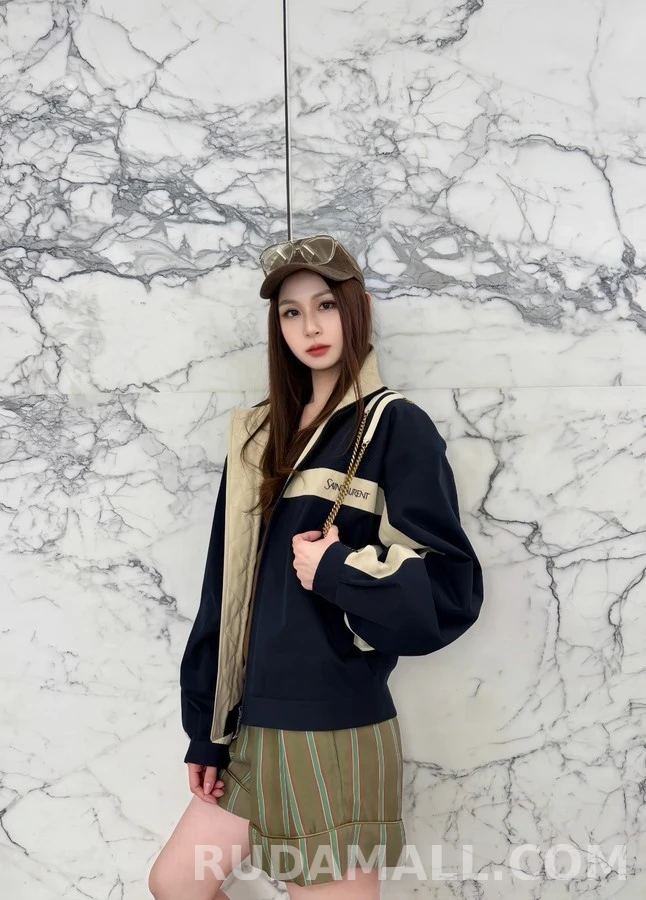 생로랑 세인트로랑 로고 자수 배색 자켓 상세 이미지