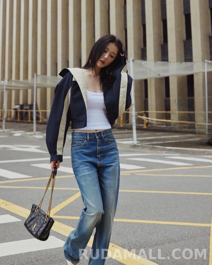생로랑 세인트로랑 로고 자수 배색 자켓 상세 이미지