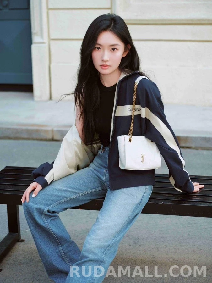 생로랑 세인트로랑 로고 자수 배색 자켓 상세 이미지
