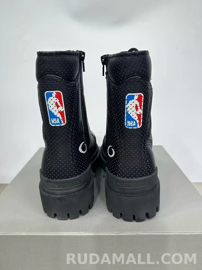 발렌시아가 발렌시아가 NBA 협업 남성 빈티지 블랙 소가죽 펀칭 부츠 상세 이미지