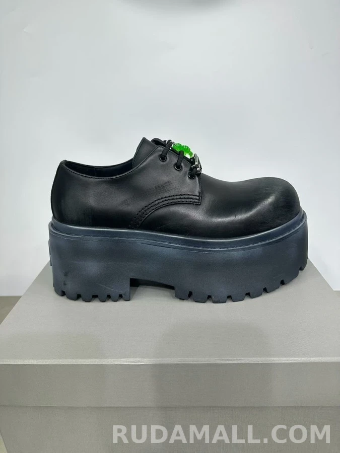 발렌시아가 발렌시아가 블랙 워싱 소가죽 8cm 굽 더비 슈즈 상세 이미지