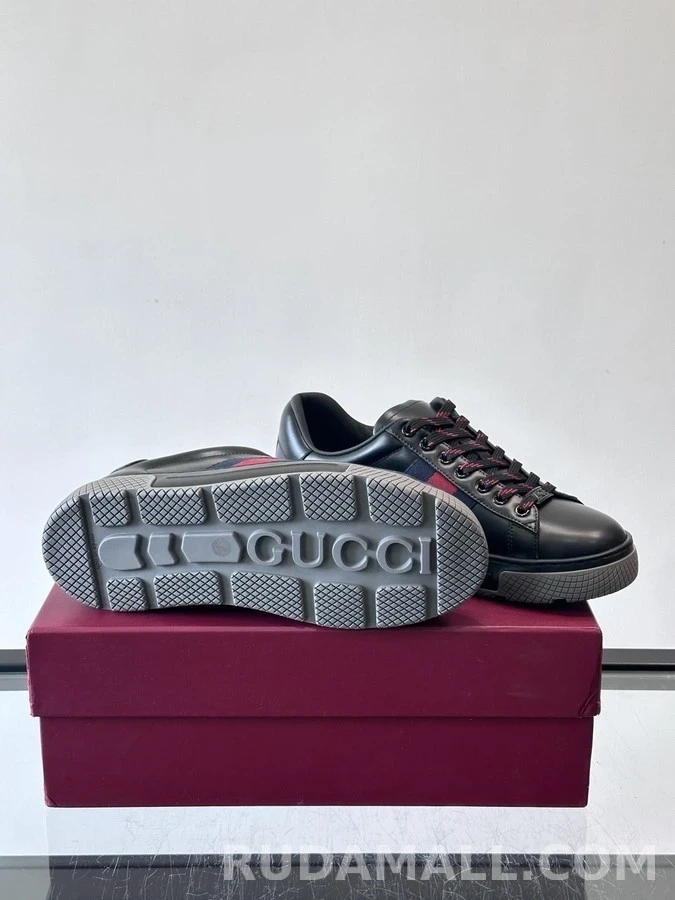 구찌 구찌 웹 스트라이프 레더 스니커즈 상세 이미지