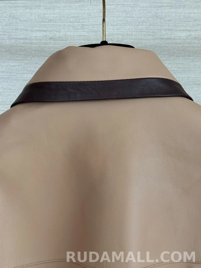 샤넬 샤넬 가죽 배색 칼라 재킷 상세 이미지