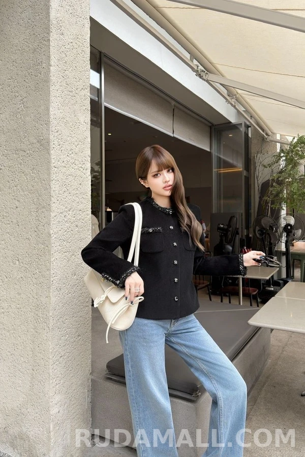 샤넬 샤넬 체크 칼라 자켓 상세 이미지