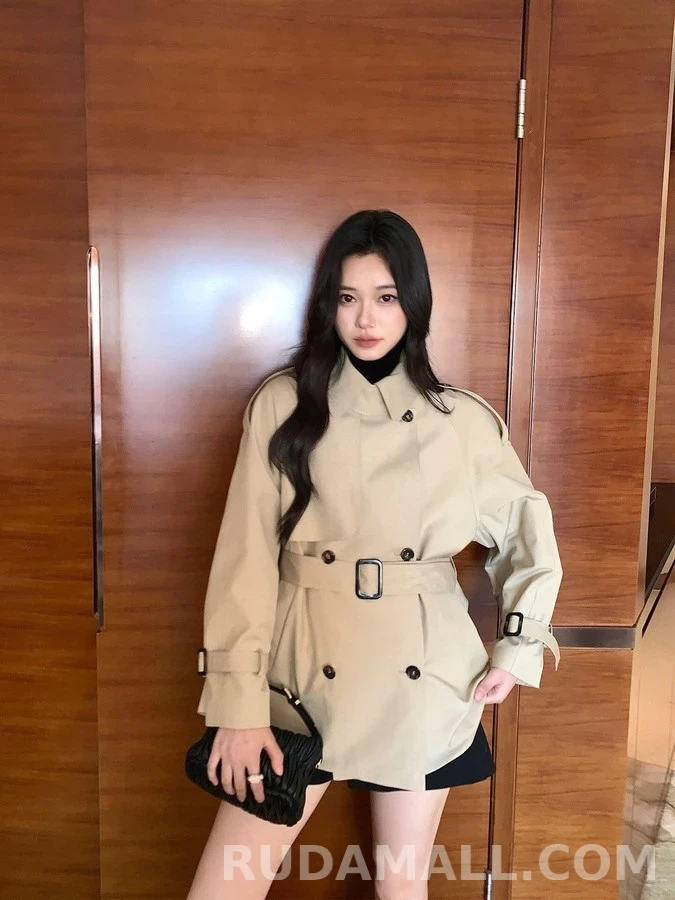 버버리 버버리 코튼 혼방 숏 트렌치 코트 상세 이미지