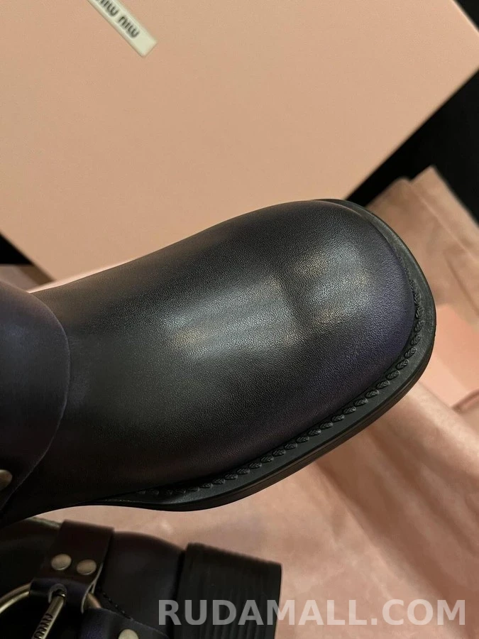 미우미우 미우미우 빈티지 룩 가죽 앵클부츠 상세 이미지