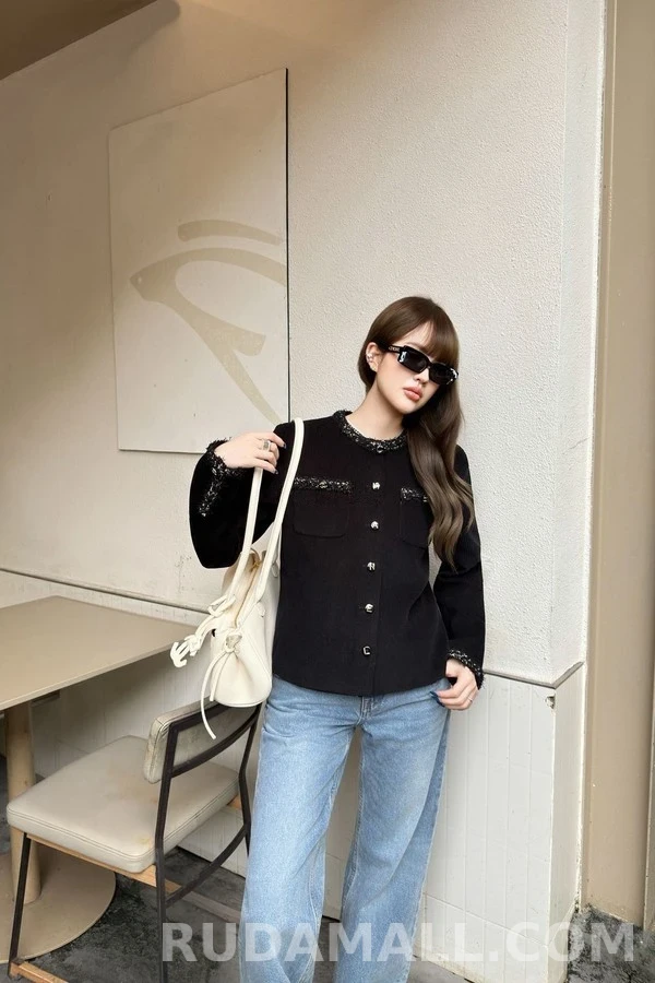 샤넬 샤넬 코듀로이 트림 라운드넥 자켓 상세 이미지