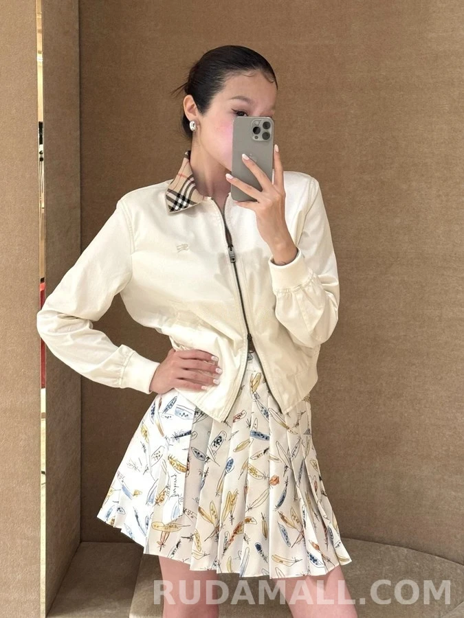 버버리 버버리 체크 카라 자수 해링턴 자켓 상세 이미지