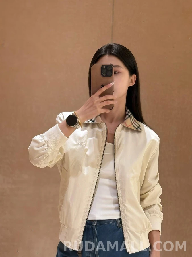 버버리 버버리 체크 카라 자수 해링턴 자켓 상세 이미지