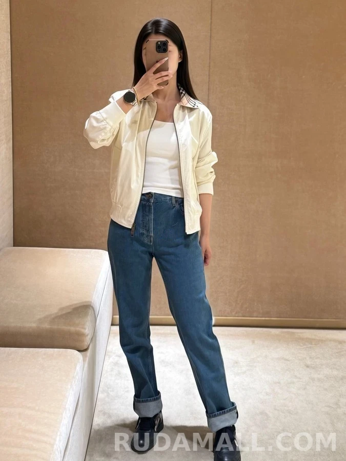 버버리 버버리 체크 카라 자수 해링턴 자켓 상세 이미지
