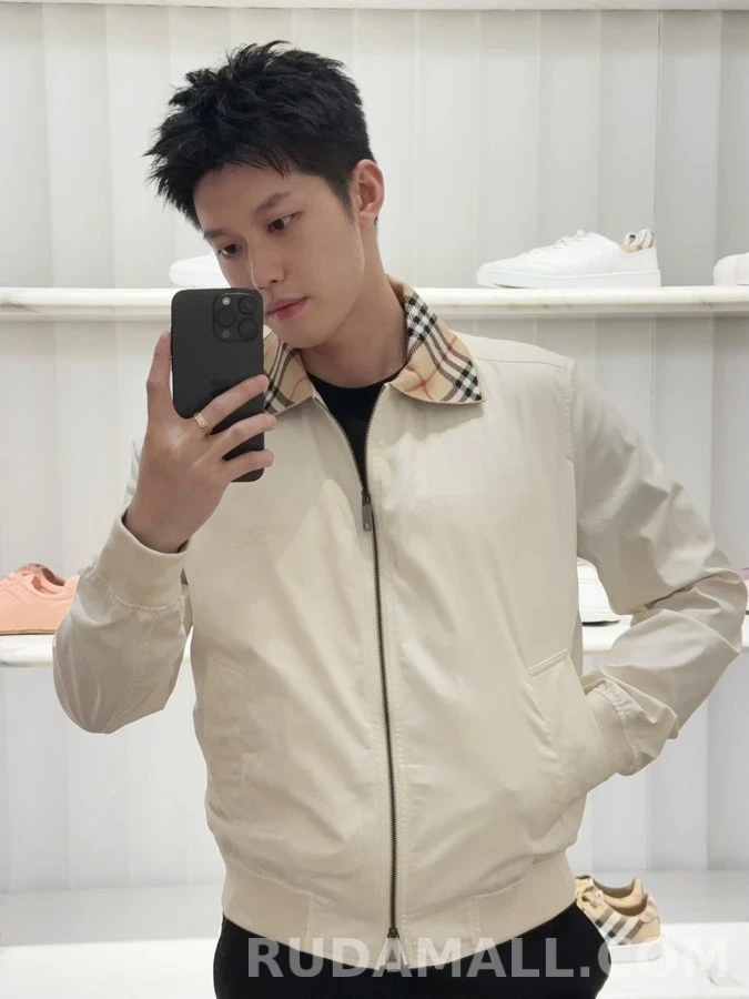 버버리 버버리 체크 카라 자수 해링턴 자켓 상세 이미지
