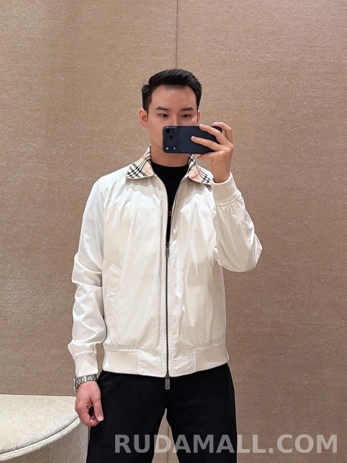 버버리 버버리 체크 카라 자수 해링턴 자켓 상세 이미지