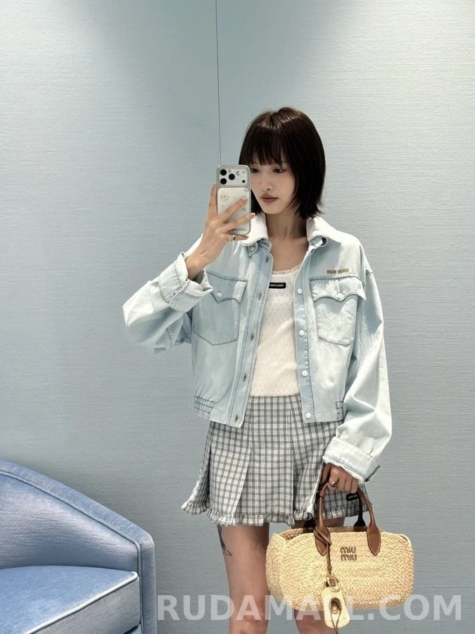 미우미우 미우미우 레이스 카라 데님 자켓 상세 이미지