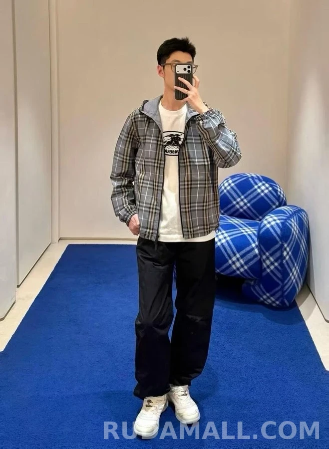 버버리 버버리 격자무늬 리버서블 후드 집업 상세 이미지