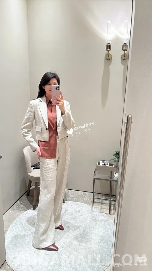 브루넬로 쿠치넬리 브루넬로 쿠치넬리 헤링본 린넨 크롭 자켓 상세 이미지