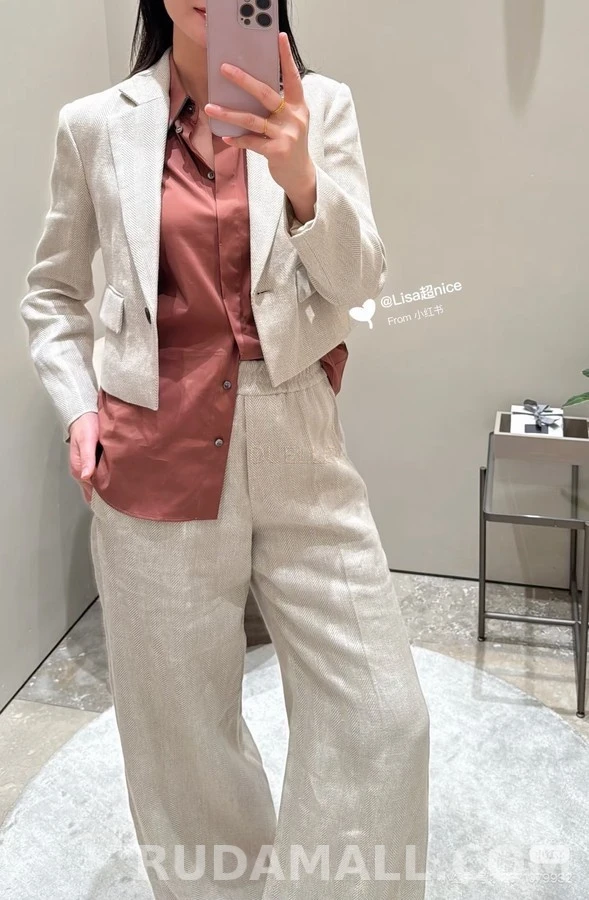 브루넬로 쿠치넬리 브루넬로 쿠치넬리 헤링본 린넨 크롭 자켓 상세 이미지