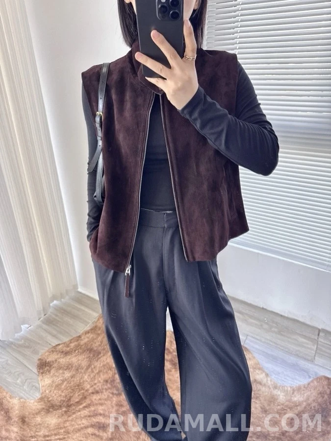 브루넬로 쿠치넬리 브루넬로 쿠치넬리 스웨이드 스탠드넥 슬리브리스 상세 이미지