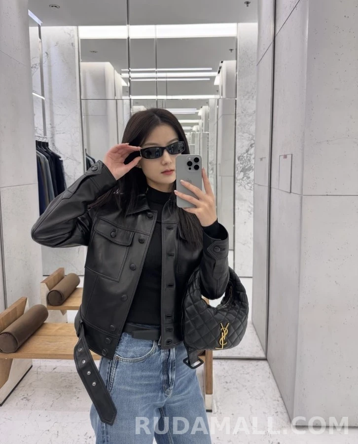생로랑 세인트로랑 벨티드 워크웨어 레더 자켓 상세 이미지
