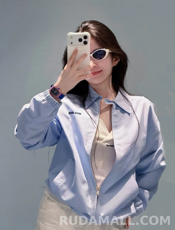 미우미우 미우미우 체크 카라 자켓 상세 이미지