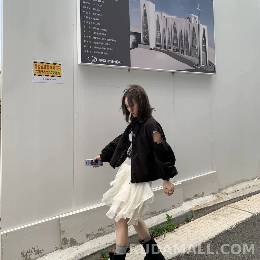 발렌시아가 발렌시아가 탈부착 소매 레더 봄버 자켓 상세 이미지